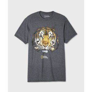 National Geographic Men's Big Cat Short Sleeve Graphic T-Shirt Black Size Small
